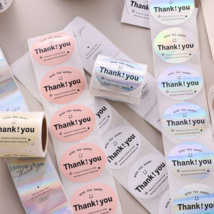 Autocollants holographiques personnalisables « Merci » auto-adhésifs, résistants à l'eau, avec fonction anti-rayures, en papier adhésif pour étiquettes d'expédition - Product Image 6