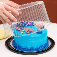 Boîte à gâteau ronde en plastique transparent jetable de haute qualité avec couvercle en dôme, base noire, matériau PET, boîte d'emballage alimentaire