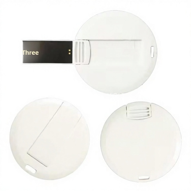 Round Card USB 2.0 Non-Encrypted Pendrive with Custom Logo Rotating Metal-New 1-Year Warranty Factory Direct Supply
