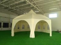 Carpa Hexagonal para Fiestas, 240 g/m², PVC y Poliéster, Tubo de Acero de 32 mm, Paredes Laterales Modulares, Gazebo para Eventos en Todo Tipo de Clima, para Jardín
