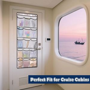 Organisateur de porte magnétique robuste pour croisière, en maille et non-tissé avec crochets métalliques, 15 poches pour sac de rangement de cabine de croisière - Product Image 6