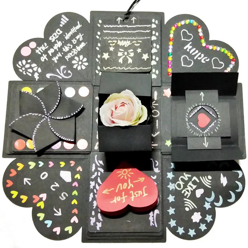 Kotak Ledakan Hari Valentine DIY, Persediaan Kejutan Romantis Ulang Tahun Album Foto DIY Buku Tempel Kotak Hadiah Ledakan Pernikahan