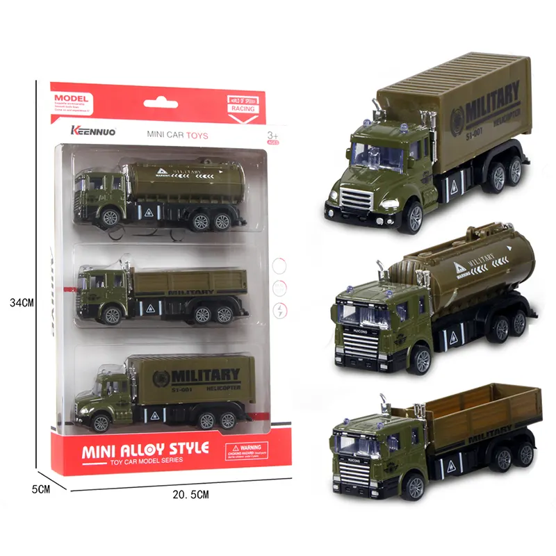 Kids cars play set military vehicle model diecast truck pull back toy