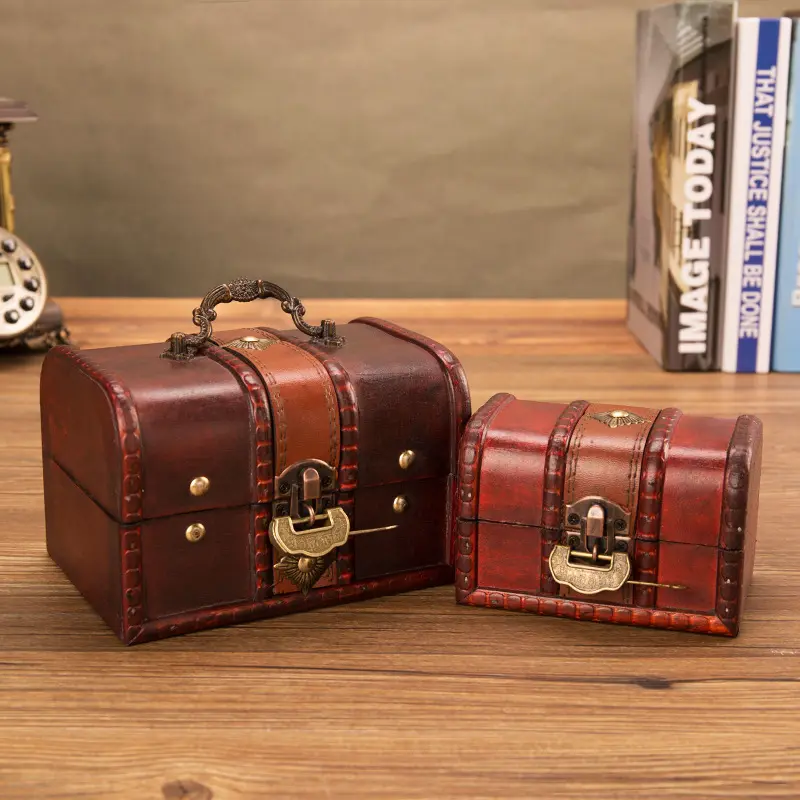 Toptan Vintage ahşap baharat kutusu Huaqi WBH11-WBH14 kolye küpe takı el yapımı ahşap saklama kutuları iş hediyeler için