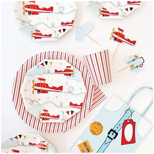 DAMAI Time <b>Flies</b> Airplane Party Plates and Cups and Napkins Sets <b>Paper</b> Disposable Tableware Set for Kids - Product Image 1