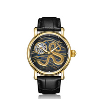 Montre à quartz limitée édition Année du Serpent, cadran or, design oriental de luxe, montre de précision