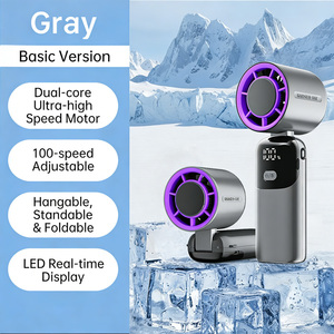 A 100-rpm Portable Digital Display Foldable Handheld <b>Mini</b> Fan with Cooling Function and Neck Strap Design - Product Image 6