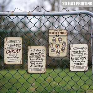 Insegna Metallica Piatta Ispirazionale Baseball Faith con Stampa 2D, Guida al Lancio e Versetto Biblico, Decorazione Murale per Sala Sportiva, Garage, Man Cave - Product Image 5