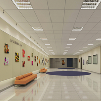 Plaques de plafond acoustiques carrées en laine minérale 600x600mm (2x2ft) ignifuges insonorisées modernes pour plafond suspendu salle de bain hôtel