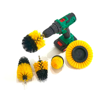 Juego de 5 cepillos de alambre con mango de acero ecológico de PP amarillo para remover nieve de carrocerías de automóviles y limpieza del hogar