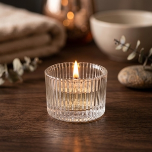 Ensemble de bougies votives <span class=keywords><strong>en</strong></span> <span class=keywords><strong>verre</strong></span> à rayures verticales, multicolores, pour créer une ambiance chaleureuse à la maison, bougies décoratives parfumées - Product Image 3