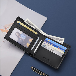 Portafoglio Corto in <span class=keywords><strong>Pelle</strong></span> Nera da Uomo, Elegante e Casual, Porta Carte Sottile, Novità in <span class=keywords><strong>Vendita</strong></span>, Regalo di Compleanno, in Vera <span class=keywords><strong>Pelle</strong></span> Bovina - Product Image 5