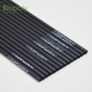 ماصة PLA قصيرة عالية الجودة من Biopoly ، ماصات PLA سوداء يمكن التخلص منها مع شعار - Product Image 1