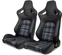 Sièges de course en tissu à carreaux pour BMW E36 E46 style JDM |   Sièges sport inclinables en fibre de carbone |   Prix de gros d'usine