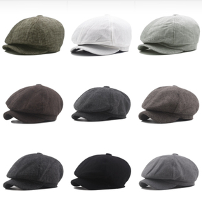 Wholesale European Style <b>Flat</b> <b>Cap</b> for <b>Men</b> 8 6 Panels Newsboy <b>Cap</b> Striped Knitted Design for Casual Sports and Party - Product Image 3