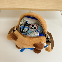 Sac à dos en peluche Capybara mignon, sac de rangement créatif pour étudiantes, petit sac rond respirant ultra-léger
