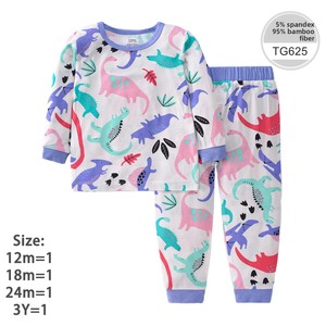 Completo Due Pezzi in Fibra di Bambù per Bambine, Manica Lunga per Tutte le Stagioni, Stile Europeo e Americano, Morbido con Stampe di Animali/Fiori - Product Image 6