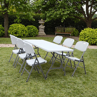 Table à manger moderne portable en plastique PEHD pliable en bois métal acier pour hôtel chambre hôpital extérieur sous-sol parc utilisation