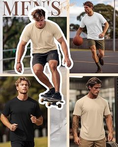 Camiseta de manga corta con bolsillo para hombre, tallas grandes y altas, con tela ligera y sólida, corte holgado y cuello redondo clásico. - Product Image 2