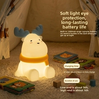 Petite lampe de chevet LED en silicone en forme d'elk avec capteur de mouvement, lampe de table LED intégrée avec batterie, Saint-Valentin, anniversaire