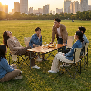 Folding Picnic <b>Table</b> and <b>Chairs</b> 7 Piece Set Portable Camping Outdoor <b>Dining</b> <b>Table</b> 6 <b>Chairs</b> with Storage Bag - Product Image 4