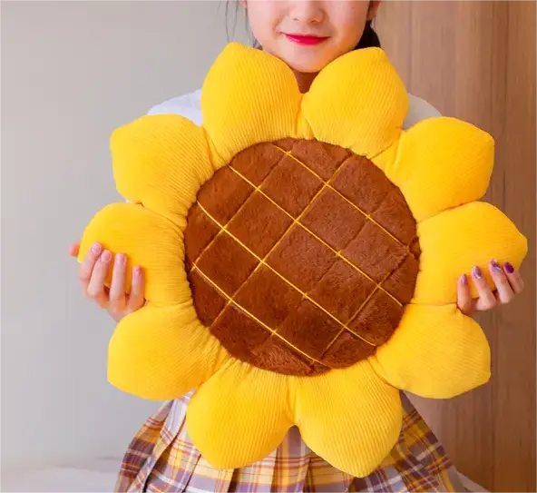 Çiçek yer minderi sarı çiçek şekli yastık ayçiçeği yastık dekoratif