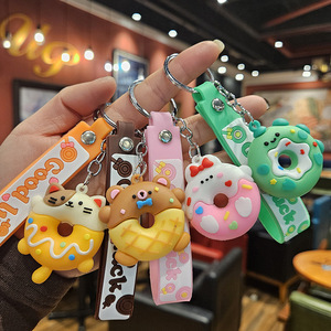 Sáng Tạo Động Vật Donut Keychain PVC Mềm Keo Khủng Long Xe Móc Chìa Khóa Dễ Thương Túi Mặt Dây Chuyền Treo Trang Trí Bán Buôn Quà Tặng Vòng Chìa Khóa - Product Image 2