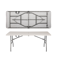 Table pliante rectangulaire blanche économique en plastique, 6 pieds, pour pique-nique et fêtes en extérieur, pliable en deux, vente en gros