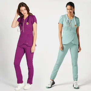 FUXIN Designer Medical Scrub tessuto pantaloni marche uniformi set infermiera dentale uniformi ospedaliere Scrub abiti Scrub per le donne