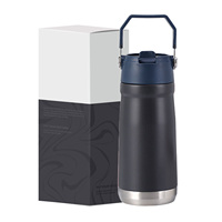 Botella de agua potable deportiva rectangular de acero inoxidable 304, DESBLOQUEO AL TIEMPO DE LOS DEDOS, estilo de diseño