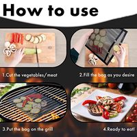 Sac en maille antiadhésif pour grill, sacs pour grille-pain en PTFE, pochettes pour barbecue, feuilles, lot de 2