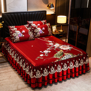 Juego de Ropa de Cama Nórdica con Falda de Cama con Estampado de Volantes, Cubrecolchón Acolchado, Funda de Salón, Sábanas Ajustables, <span class=keywords><strong>Colchas</strong></span> - Product Image 2