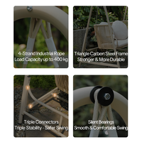 Fauteuil suspendu de patio individuel Meiqi moderne et écologique, résistant aux intempéries, avec structure en acier au carbone, idéal pour balcon, jardin, cour et parc