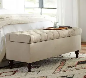 OEM Bedroom Wooden Lorraine Tufted Upholstered Queen Storage Bench For Bedroom