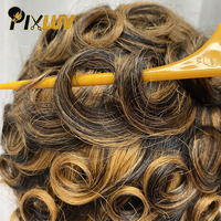 Gran Oferta: Peluca Chioma de Cabello Humano con Flequillo, Corte Pixie, Rizada, Color 1b/30, Cabello Humano Virgen Corto