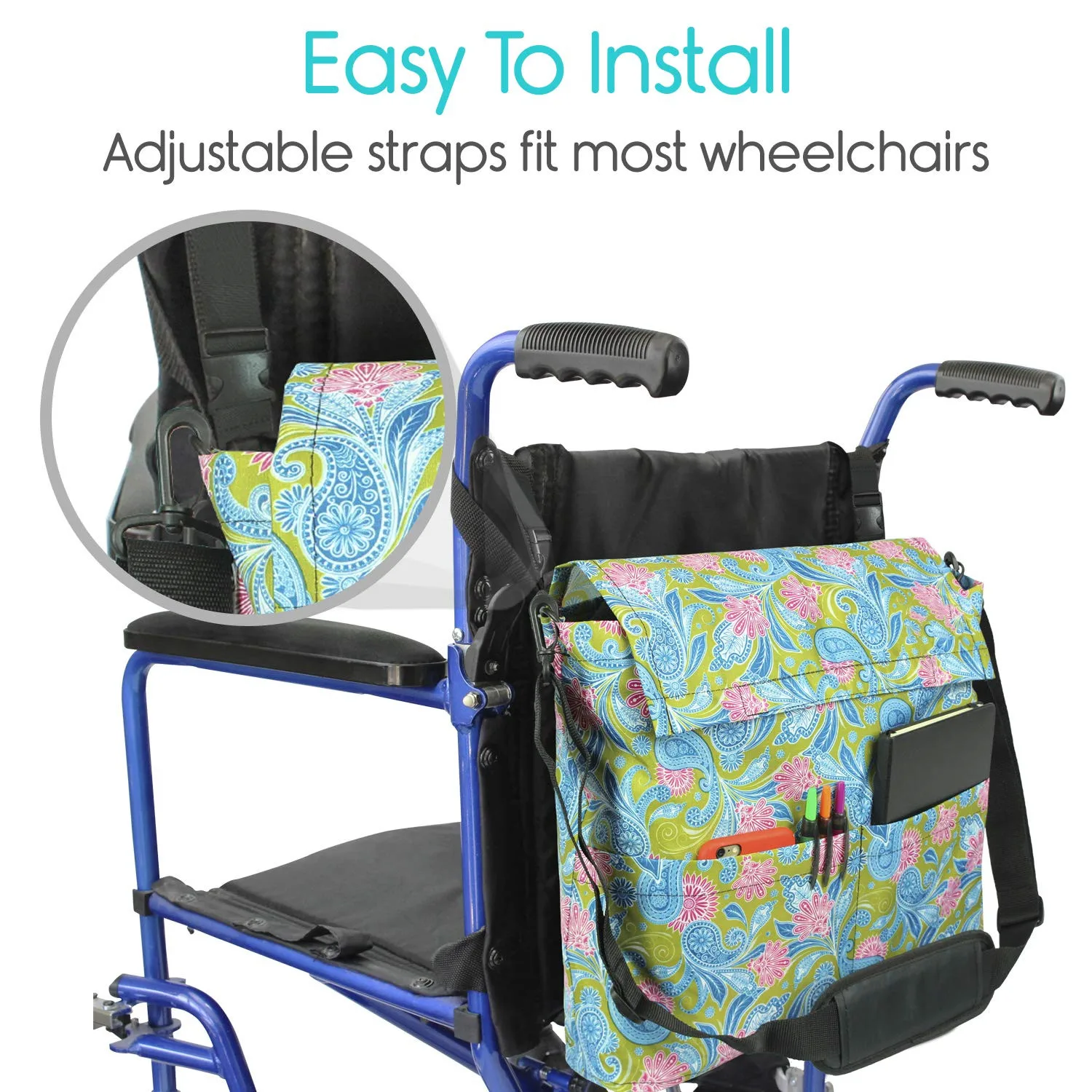 Wheelchair Bag - Wheel Chair Storage Tote Accessory for Carrying Loose Items and Accessories