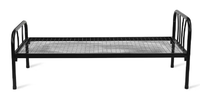 Cadre de lit en métal robuste avec support en maille, design à tubes ronds avec tête et pied de lit, lit plateforme durable