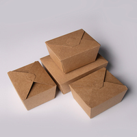 Boîte à lunch en papier kraft pliable jetable pour vente en gros, conteneur bento à emporter, avec logo OEM personnalisé, biodégradable, écologique, en vrac