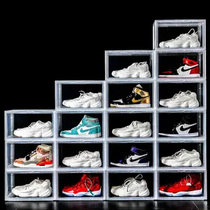 AJ high capacity fitness basketball shoes collection stackable durable hard plastic clear transparent shoes acrylic Storage Box