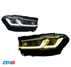 Fari Neri per BMW <span class=keywords><strong>Serie</strong></span> 5 G30 2018-2020, Nuova Versione Modificata Thunder con Proiettori LED a Sopracciglio - Product Image 3