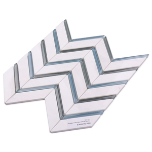 Dosseret de construction <span class=keywords><strong>mural</strong></span> chevrons forme <span class=keywords><strong>chevron</strong></span> <span class=keywords><strong>bleu</strong></span> et blanc verre pierre mosaïque <span class=keywords><strong>carrelage</strong></span> - Product Image 4