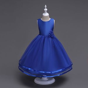 Childrens Princess Dress Sky Blue A-Line O-Neck Tulle Flower Girl Dress For Kids Party Wear - Product Image 4