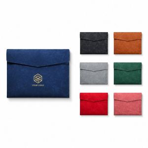 Custom PU Leather Envelope Sleeve Bag for Laptop & <b>Documents</b> Business Gift <b>Folder</b> with Logo Printing - Product Image 1