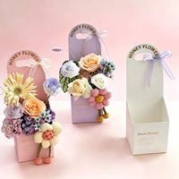 Boîte d'arrangement de bouquet floral portable pliable en carton blanc carré personnalisée, impression quadricolore UV/thermique pour cosmétiques