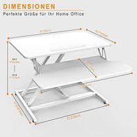 Bureau assis debout à hauteur réglable Bureau 64X40 CM avec plateau clavier Support noir pour ordinateur portable