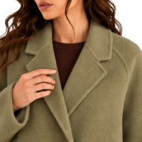 Nouveau Manteau en Laine Double Boutonnage Ample pour Femme Automne-Hiver, Style Commuter, Personnalisable, Fabriqué en Usine, Écologique et Coupe-Vent