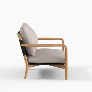 Sillón de teca con ratán natural y cojín para patio, jardín, muebles de exterior - <span class=keywords><strong>Nala</strong></span> - Product Image 3