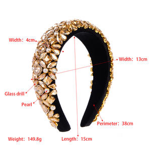 Gran oferta, diadema con flecos de cristal de cara ancha a la moda para mujer, diademas de diamantes de imitación, accesorios populares para el cabello de cristal - Product Image 2