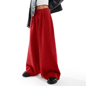 Pantalon de survêtement personnalisé pour femme, coupe large, taille haute élastique, en molleton, style streetwear, idéal pour l'été, OEM ODM - Product Image 5