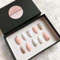 Emballage cosmétique de luxe pour faux ongles, boîte de vernis carrée Orange rose bleu, presse personnalisée sur les ongles